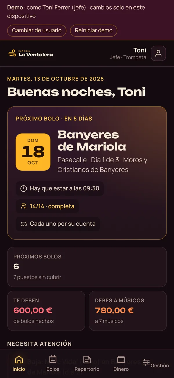 Inici de l’app per a xarangues amb les festes de la setmana